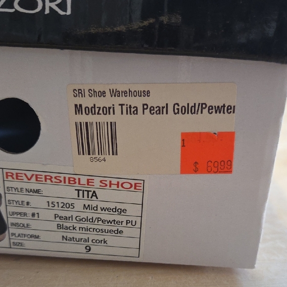 Modzori Women's Tan and Black Sandals - Picture 2 of 3